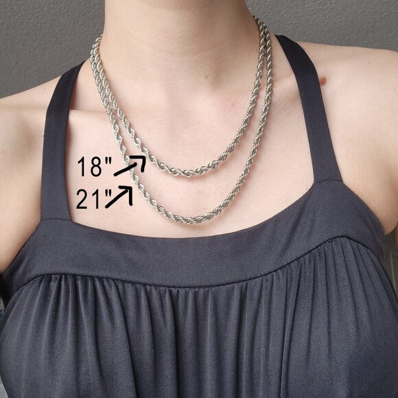 Vintage 90s silver rope chain necklace ✦ 21 inch ✦ nicely made & non-tarnishing - Picture 10 of 10